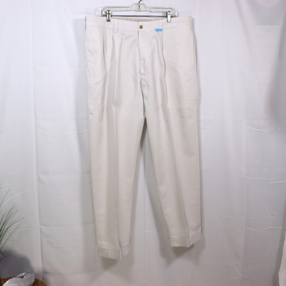 Bills Khakis M2P Pleated Chino Pants 38 Stone Mens USA Cotton Trousers
